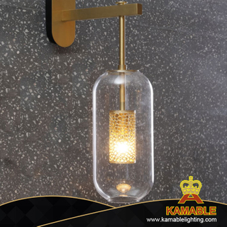 مصباح الجدار الزجاجي المعدني المصنوع من الزجاج الشفاف والمعدني الدقيق للفندق (MB80520-1-625T)