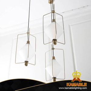 مصباح قلادة غرفة الطعام الزجاجية الصناعية مربعة الشكل (KA508-P)